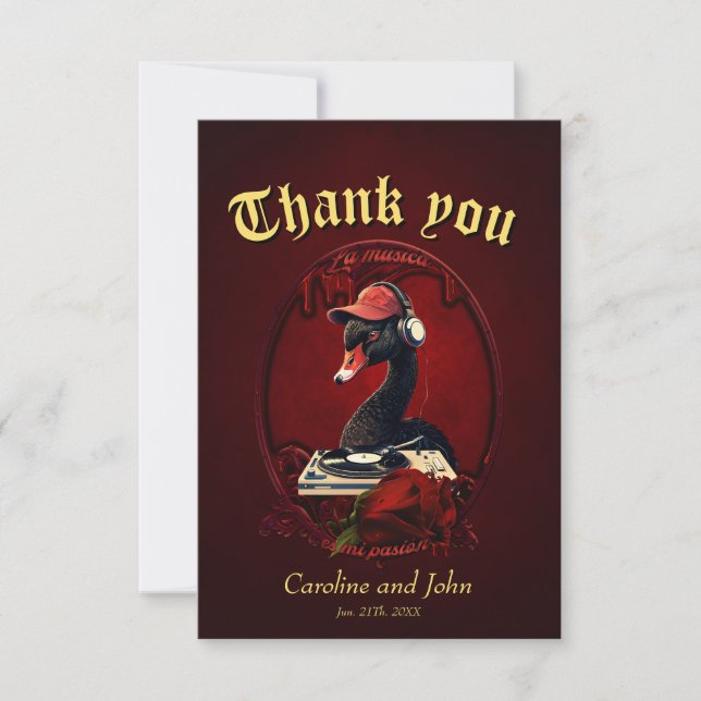 The black swan, symbolising creativity  thank you card (Front)