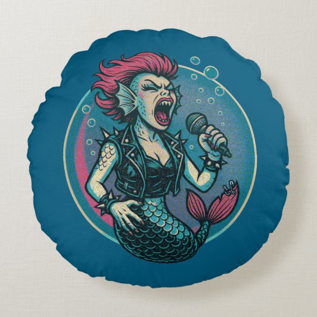 the Blaring Siren Round Cushion (Front)