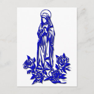 The Blessed Virgin Mary ( with blue roses ) Postcard