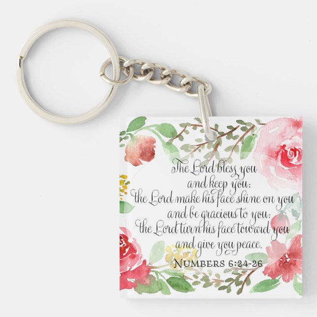 The blessing | Scripture Art | Numbers 6:24-26 Key Ring (Front)