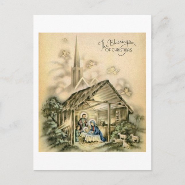 The Blessings of Christmas Nativity Scene Holiday Postcard (Front)