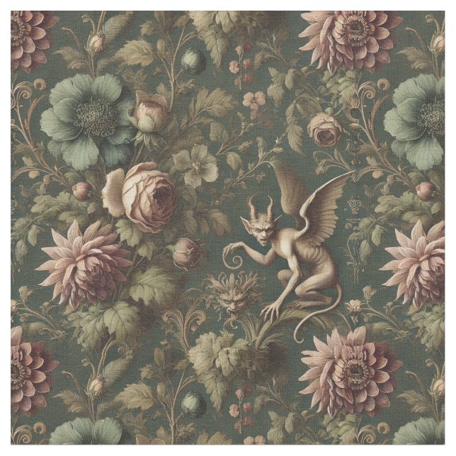 The Blighted Watcher – Gothic Classic Tile Fabric (Close Up)