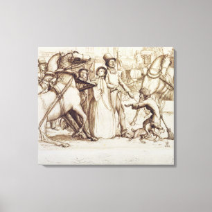 The Blind Man, 1853 (pen, ink, wash and graphite o Canvas Print