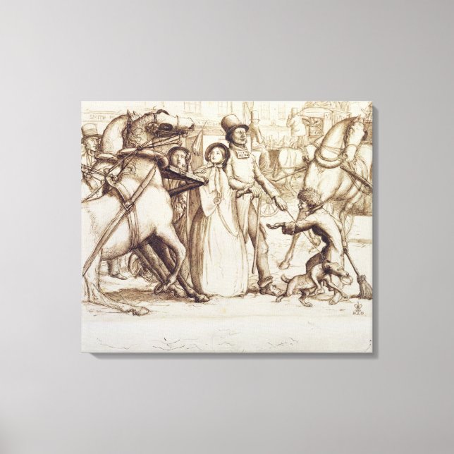 The Blind Man, 1853 (pen, ink, wash and graphite o Canvas Print (Front)