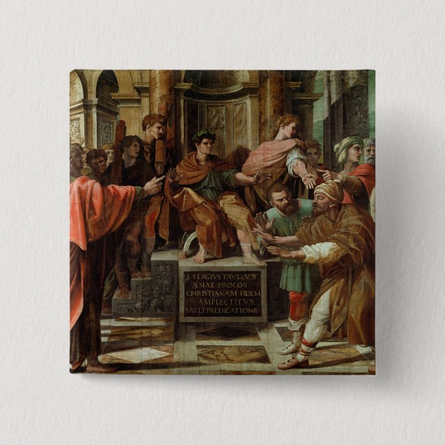 The Blinding of Elymas (cartoon for the Sistine Ch 15 Cm Square Badge (Front)