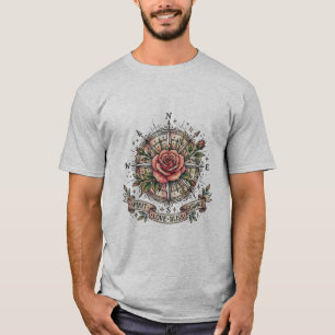 The Blissful Path: Tattoo Rose Compass T-Shirt