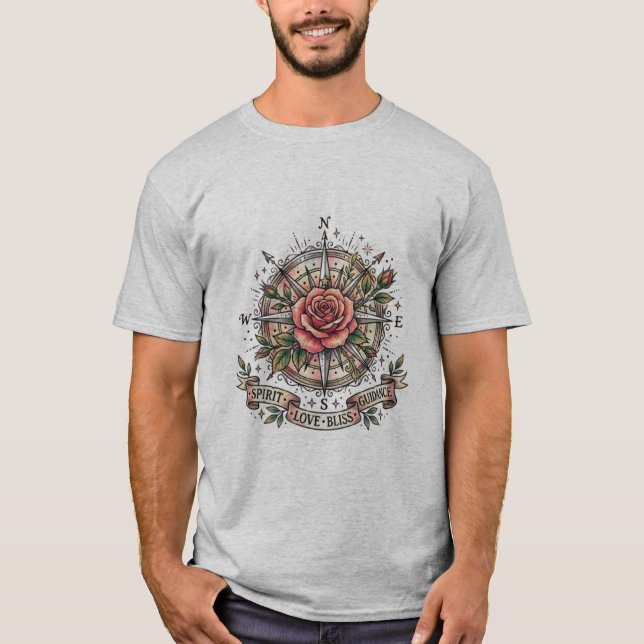 The Blissful Path: Tattoo Rose Compass T-Shirt (Front)
