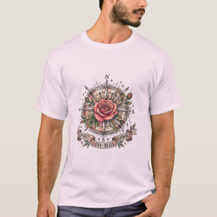 The Blissful Path: Tattoo Rose Compass T-Shirt