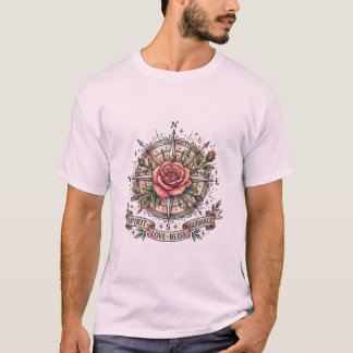 The Blissful Path: Tattoo Rose Compass T-Shirt