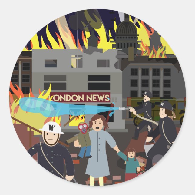 The Blitz 1940 WWII (Simple History) Classic Round Sticker (Front)
