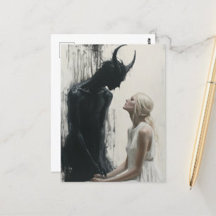 The Blonde Woman and the Dark Demon Postcard