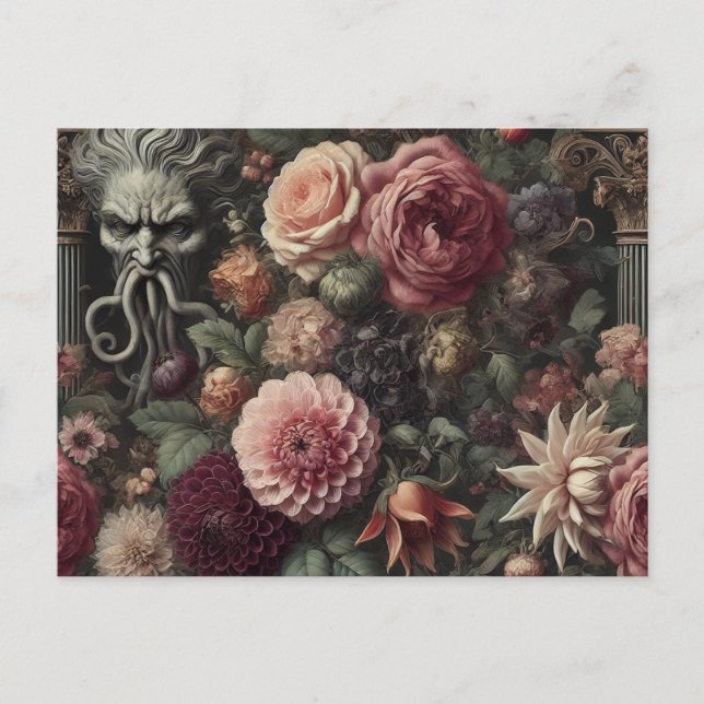 The Bloom-Eater’s Sermon – Gothic Baroque Floral Holiday Postcard (Front)