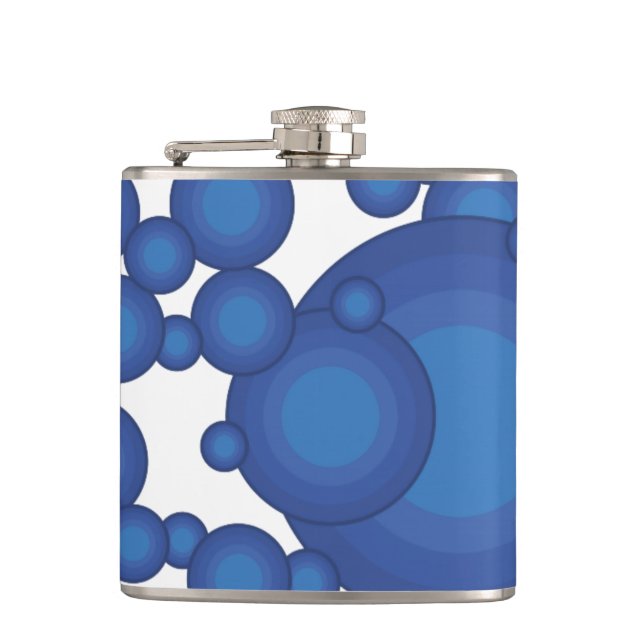 The Blue 70's year styling circle Hip Flask (Front)