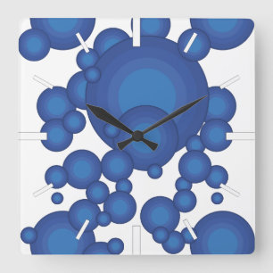 The Blue 70's year styling circle Square Wall Clock