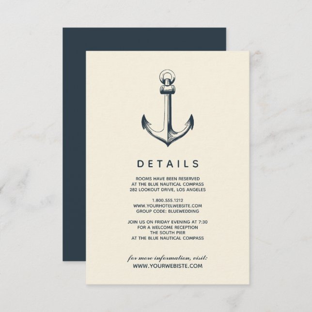 The Blue Anchor | Wedding Guest Details Invitation (Front/Back)