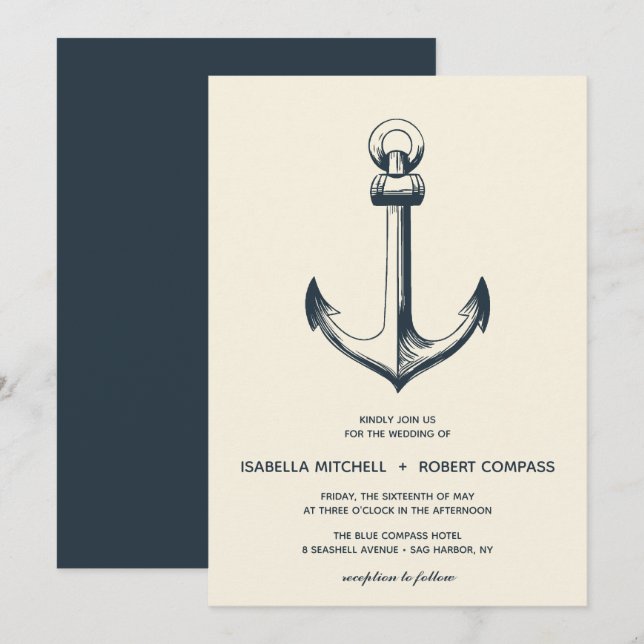 The Blue Anchor | Wedding Invitation (Front/Back)