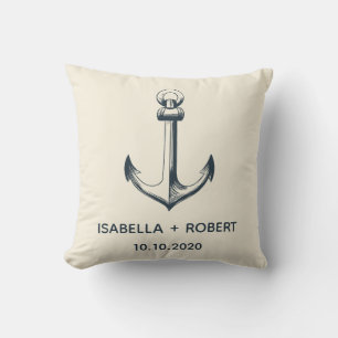 The Blue Anchor   Wedding Keepsake Cushion