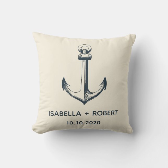 The Blue Anchor | Wedding Keepsake Cushion (Front)