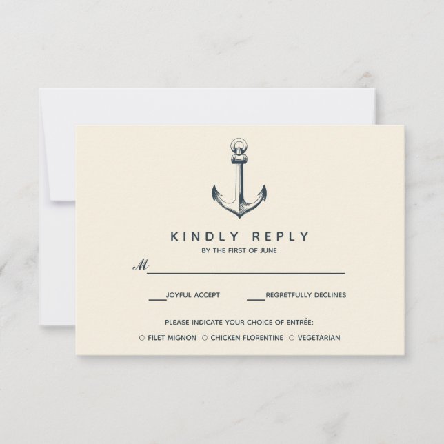 The Blue Anchor | Wedding RSVP with meal choise (Front)