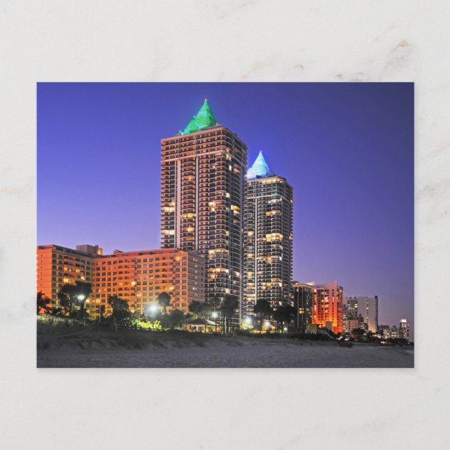 The Blue and Green Diamond Towers, Miami Beach Postcard (Front)