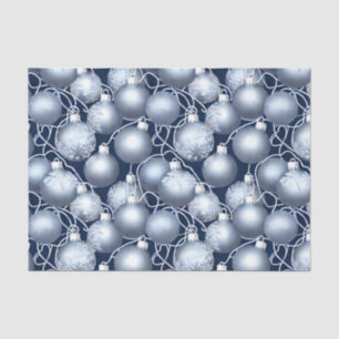 The Blue and Silver Christmas Bulb Series Design 1 Tissue Paper