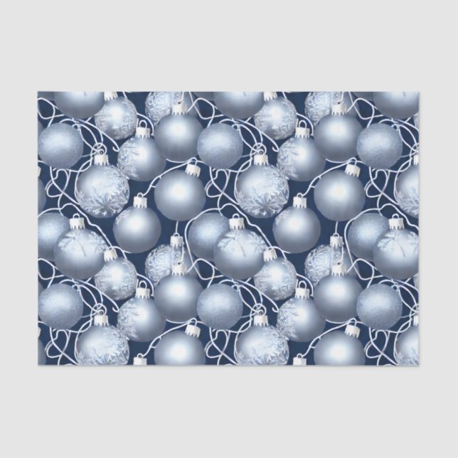 The Blue and Silver Christmas Bulb Series Design 1 Tissue Paper (Front)