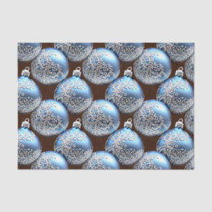 The Blue and Silver Christmas Bulb Series Design 5 Tissue Paper