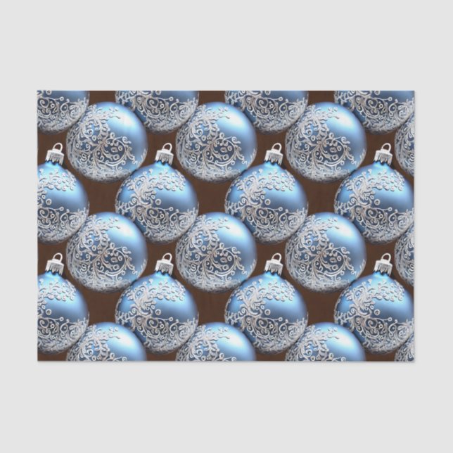 The Blue and Silver Christmas Bulb Series Design 5 Tissue Paper (Front)