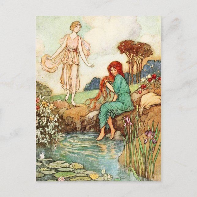 The Blue Bird: Queen Florina meets A Fairy Postcard (Front)