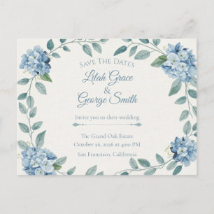 The Blue Bloom Elegant  Garden Save The Dates card