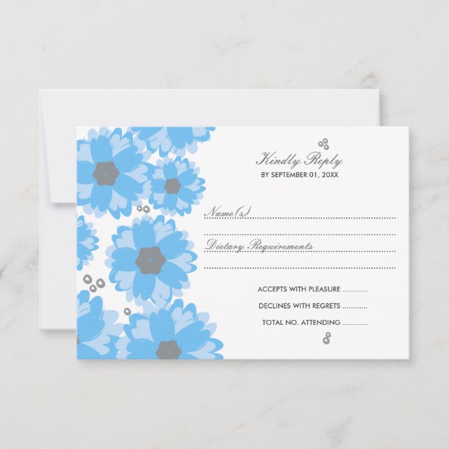 The Blue Blossom Wedding Collection RSVP Card (Front)