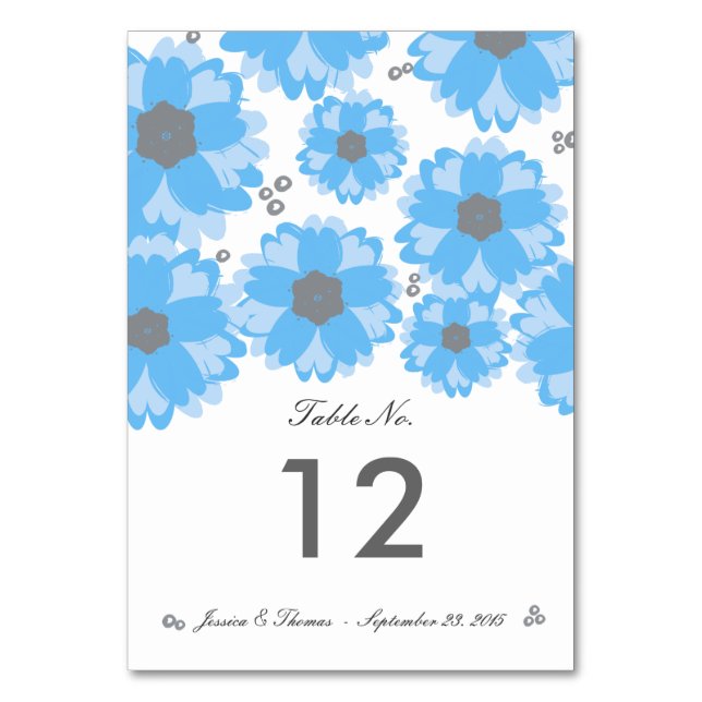 The Blue Blossom Wedding Collection Table Numbers (Front)