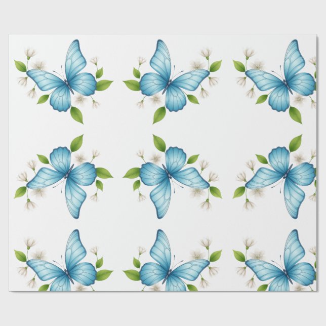 The blue butterfly Wrapping Paper (Flat)