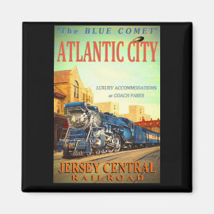 The Blue Comet Train Square Magnet