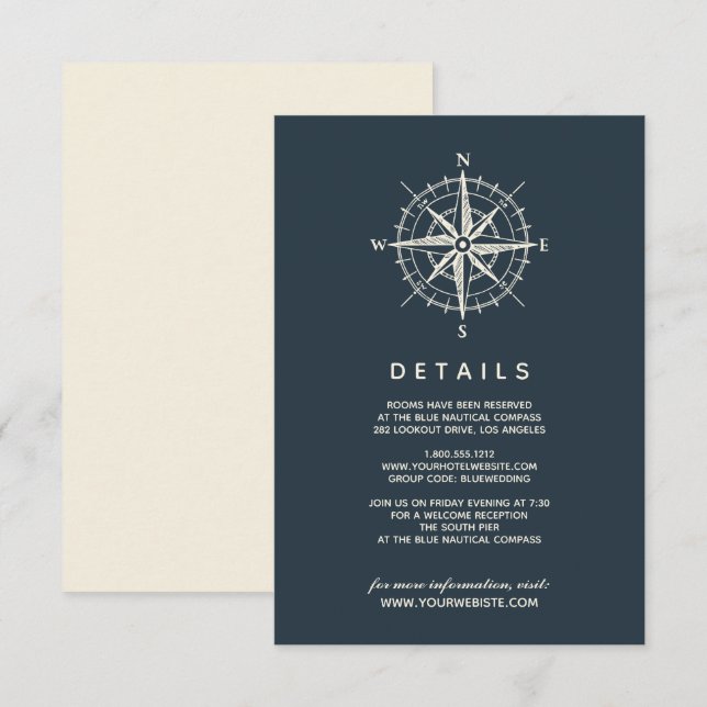 The Blue Compass | Wedding Guest Details Invitation (Front/Back)