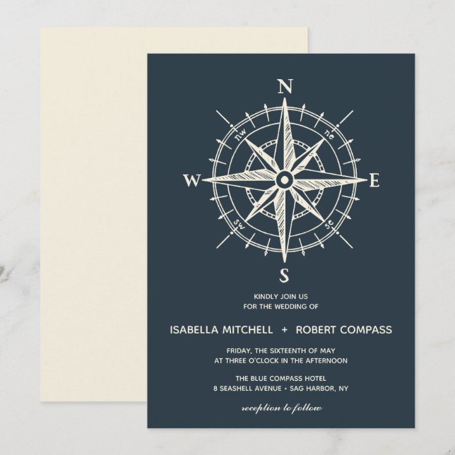 The Blue Compass | Wedding Invitation (Front/Back)