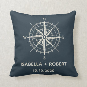 The Blue Compass Wedding Keepsake Cushion