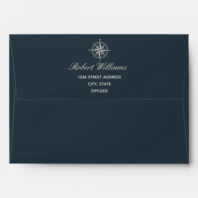 The Blue Compass | Wedding Personalised Envelope (Back (Top Flap))