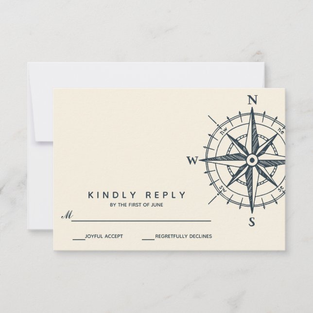 The Blue Compass | Wedding RSVP (Front)