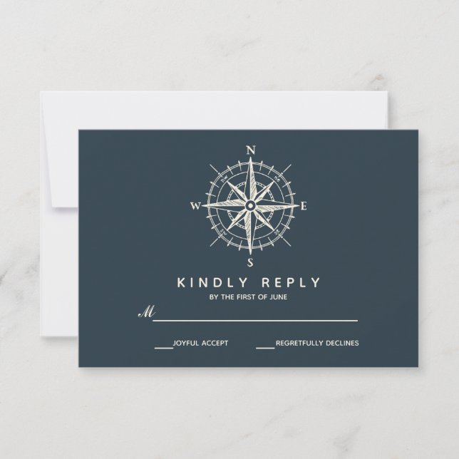 The Blue Compass | Wedding RSVP (Front)