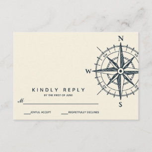 The Blue Compass   Wedding RSVP Card