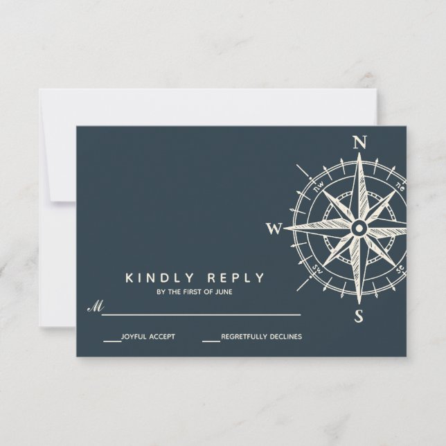 The Blue Compass | Wedding RSVP Card (Front)