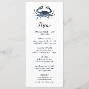 The Blue Crab    Nautical Wedding Menu