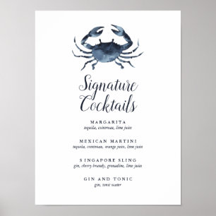 The Blue Crab   Signature Cocktail Menu Sign