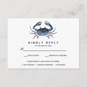 The Blue Crab   Wedding RSVP with meal choise