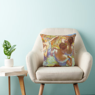 The Blue Dancers by Edgar Degas Cushion