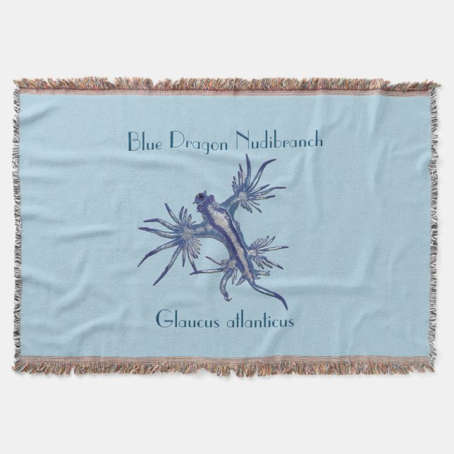 The Blue Dragon Nudibranch by Chrissy Wild Throw Blanket (Front)