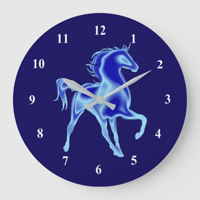 The Blue Horse - Drawing - Choose /Add Colour /Tex Large Clock (Front)