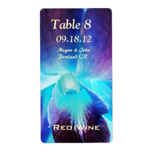 The Blue Orchid Wedding Wine Labels