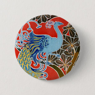 The Blue Peacock 6 Cm Round Badge